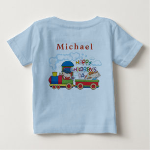 Personalisieren Sie glückliche Kinder Tag Red Blue Baby T-shirt