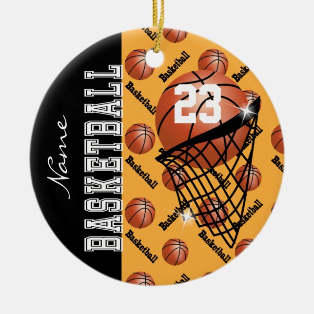 Personalisieren Sie Gold Basketball Keramik Ornament (Vorne)