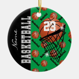 Personalisieren Sie Green Basketball Keramik Ornament