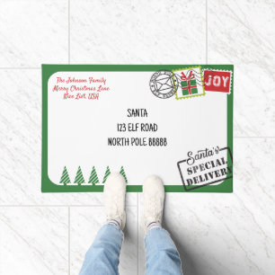 Personalisieren Sie Green Santa Letter Christmas Fußmatte
