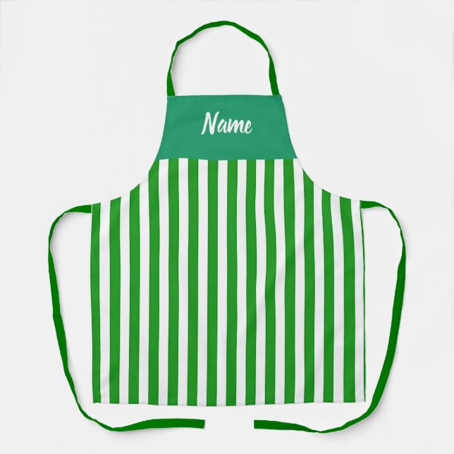 Personalisieren Sie Green Stripe Kitchen Chef Schürze (Vorderseite)
