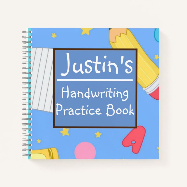 Personalisieren Sie Handwriting Practice Line Note Notizbuch (Vorderseite)