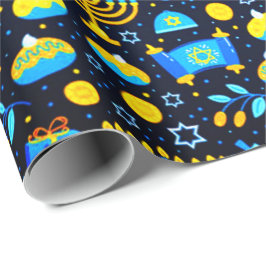 Personalisieren Sie HANUKKAH Blue Gold Wrapping Pa Geschenkpapier