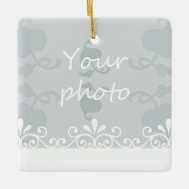 Personalisieren Sie hellblaue weiße Wirbel Hochzei Keramikornament