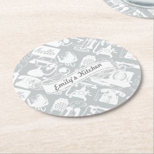 Personalisieren Sie Hello Gray oder ein beliebiges Runder Pappuntersetzer
