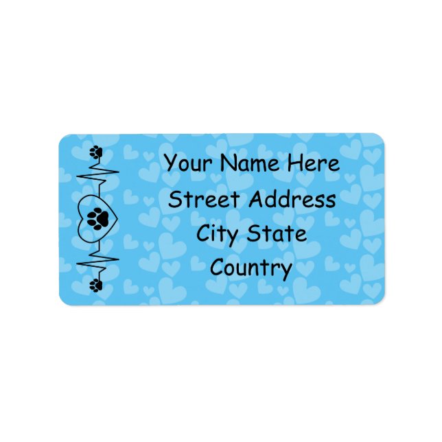 Personalisieren Sie Herzschlag Hund und Herz Adressaufkleber (Vorne)