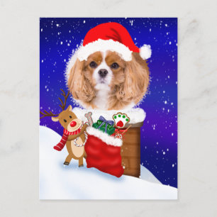 Personalisieren Sie Hund Santa Dachreiter Rentier Postkarte
