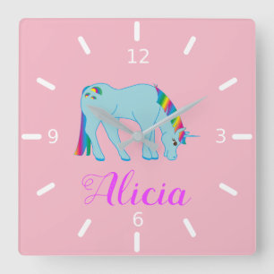 Personalisieren Sie Ihr eigenes farbenfrohes Einho Quadratische Wanduhr