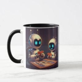 Personalisieren Sie Ihr Name Text Robot Card Game Tasse