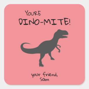 Personalisieren Sie Ihre Dino-mite Dinosaurier Quadratischer Aufkleber