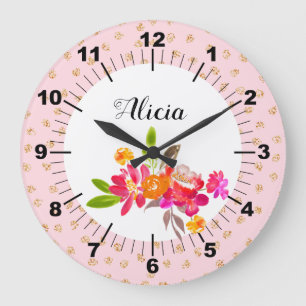 Personalisieren Sie Ihre eigene Blume Große Wanduhr
