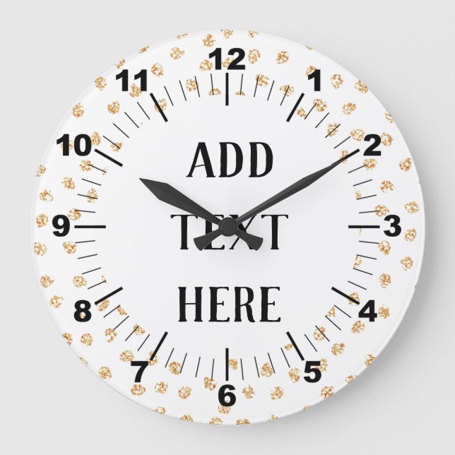 Personalisieren Sie Ihre eigenen Goldpunkte Große Wanduhr (Vorderseite)