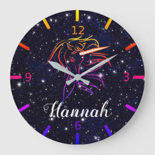 Personalisieren Sie Ihre Farbige Einhorn Große Uhr