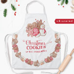 Personalisieren Sie Ihren Text, Weihnachts-Cookies Schürze<br><div class="desc">Machen Sie diese schöne einzigartige Schürze zu Ihrer eigenen und passen Sie sie mit Ihrem eigenen Text an. Zwei Textbereiche stehen zur Anpassung zur Verfügung. Schönes Design mit Keksen in Beige-, Weiß- und Rottönen. Weihnachtsbaum, Schneemann, Herz, Schneeflocke, Fäustlinge und Snikerdoole Kekse. Große Keksarrangements auf der obersten Fläche und süße Keksgarten...</div>