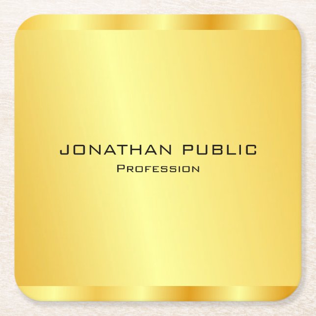 Personalisieren Sie Imitate Gold Moderne Elegante  Rechteckiger Pappuntersetzer (Vorderseite)