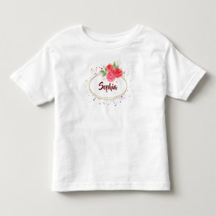 Personalisieren Sie Kinder T - Shirt, Glitzer Rose Kleinkind T-shirt