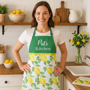 Personalisieren Sie Lemon Citrus mit grünen Blätte Schürze