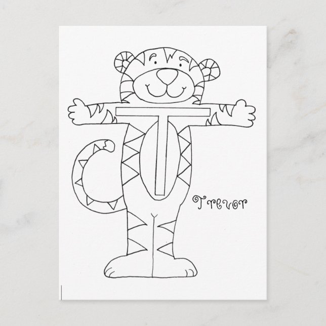 Personalisieren Sie Letter T Color Me Postkarte (Vorderseite)