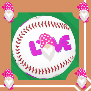 Personalisieren Sie Liebe Gnome Heart Pink Lila Baseball