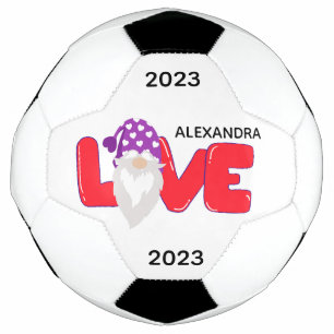 Personalisieren Sie Liebe Gnome Heart Red Lila Soc Fußball