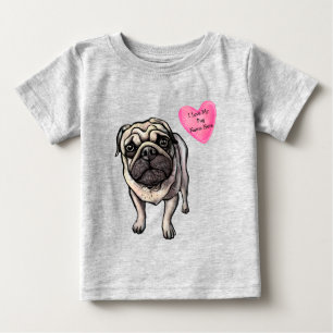 Personalisieren Sie Liebe meinen Mops Hund Haustie Baby T-shirt