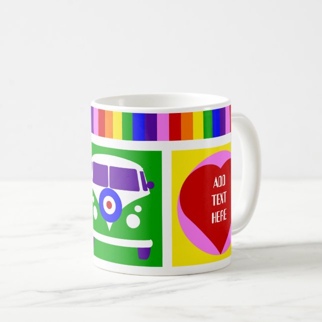 Personalisieren Sie Liebe und Friedenscamper Van L Kaffeetasse (VorderseiteRechts)