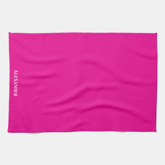 Personalisieren Sie Magenta Bright Pink Schlicht S Geschirrtuch (Horizontal)