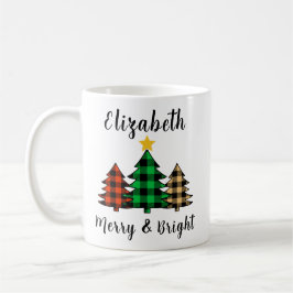 Personalisieren Sie Merry & Bright Tree Coffee Tas Kaffeetasse
