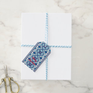 Personalisieren Sie MERRY CHRISTMAS Blue STRICK Ge Geschenkanhänger