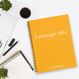 Personalisieren Sie Minimalist Orange Language Art Notizbuch