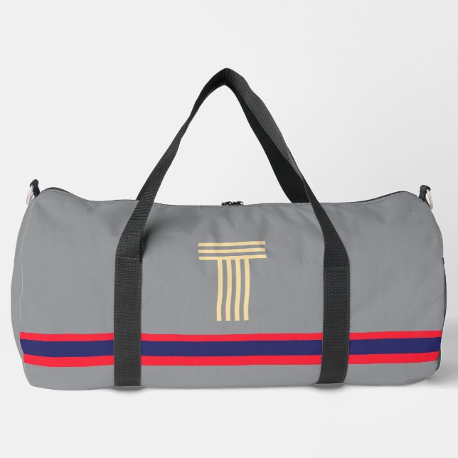 Personalisieren Sie mit Ihrem ersten Rot Streifen  Duffle Bag (Vorderseite)