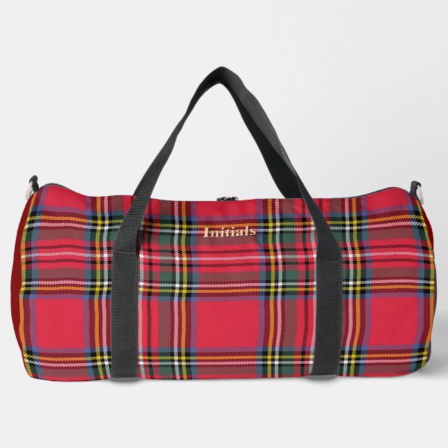 Personalisieren Sie mit Ihren Initialen Rot Karier Duffle Bag (Vorderseite)