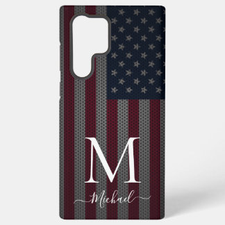Personalisieren Sie Monogram American Flag Metalli Samsung Galaxy Hülle