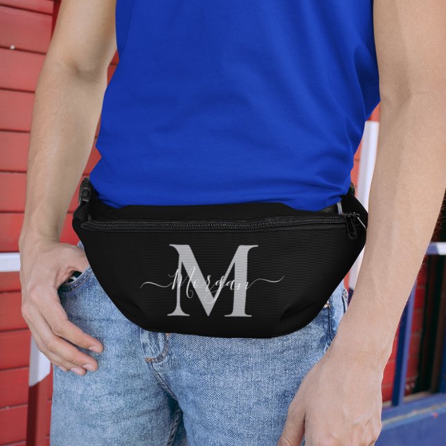 Personalisieren Sie Monogram Initial Name Black Bauchtasche (Personalize Monogram Initial Name Black Fanny Pack)