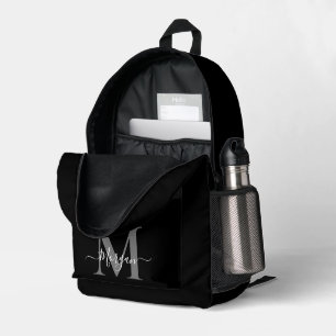 Personalisieren Sie Monogram Initial Name Black Bedruckter Rucksack