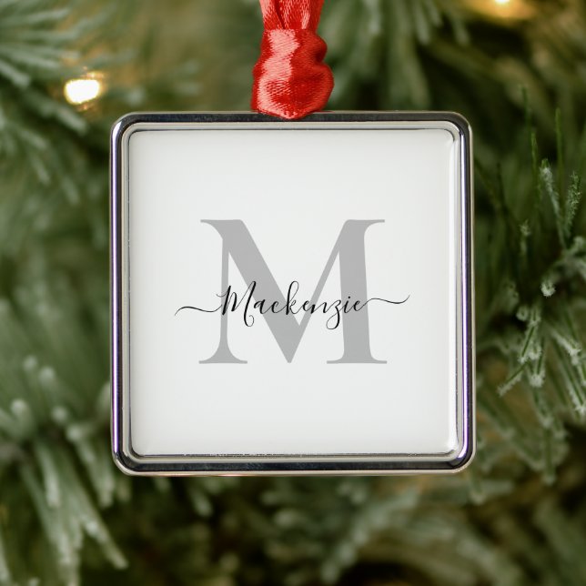 Personalisieren Sie Monogramm Anfangsname Premium- Ornament Aus Metall (Baum)