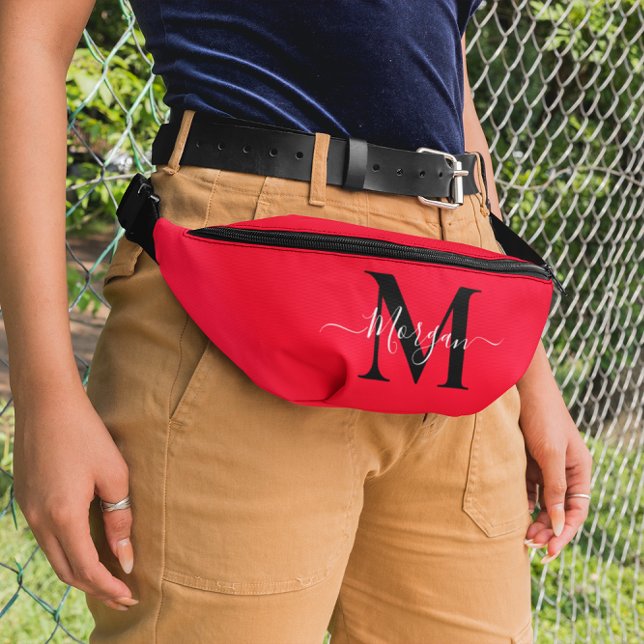 Personalisieren Sie Monogramm Initialname Bright R Bauchtasche (Personalize Monogram Initial Name Bright Red Fanny Pack)