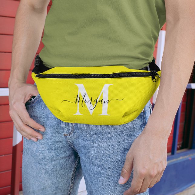 Personalisieren Sie Monogramm Initialname Bright Y Bauchtasche (Personalize Monogram Initial Name Bright Yellow Fanny Pack)