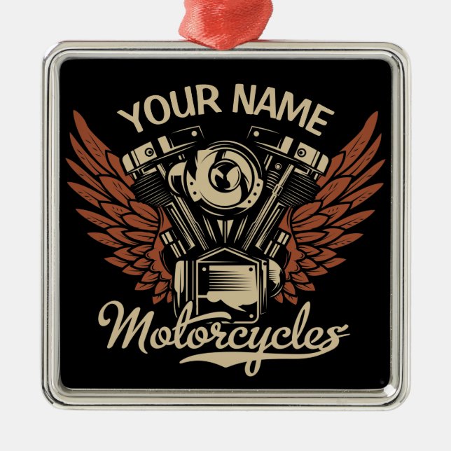 Personalisieren Sie Motorradfahrer Garage Ornament Aus Metall (Vorne)