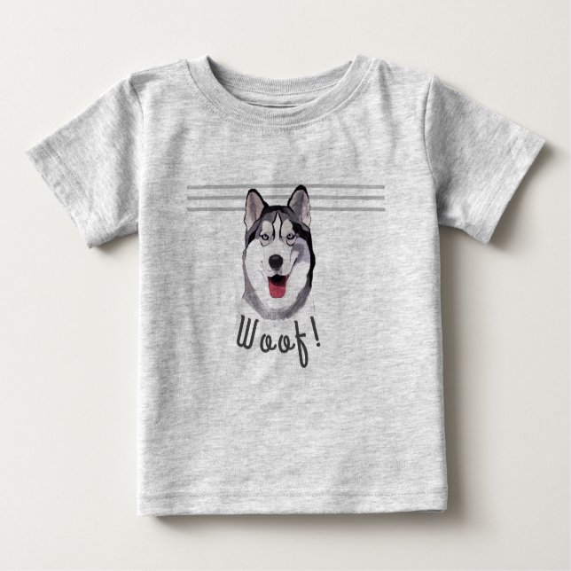 Personalisieren Sie Nachricht Siberian Husky Baby T-shirt (Vorderseite)