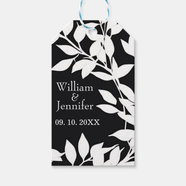 Personalisieren Sie Name, Datum Stilvoll Schwarz u Geschenkanhänger (Vorderseite)