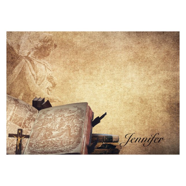 Personalisieren Sie Name Engel, Buch und Kreuz Post-it Klebezettel (Von Creator hochgeladen)