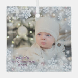 Personalisieren Sie Name & Foto Baby's First Chris Ornament Aus Glas