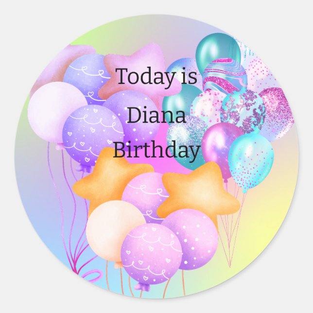 Personalisieren Sie Name Happy Birthday Sticker (Vorderseite)