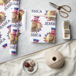 Personalisieren Sie Name und Foto American USA Mus Geschenkpapier