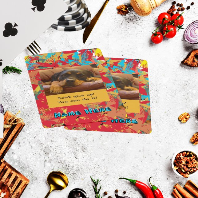 Personalisieren Sie Name und Foto, indem Sie "Rott Spielkarten (you can do it!)