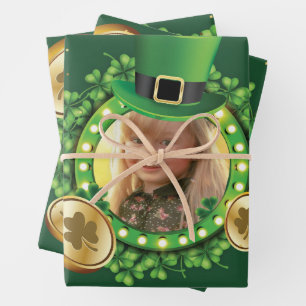 Personalisieren Sie Name und Foto St. Patrick's Da Geschenkpapier Set