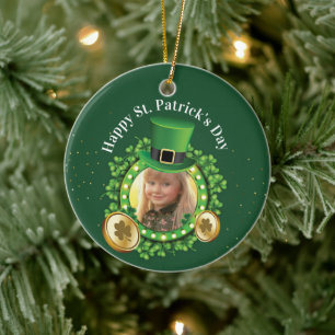 Personalisieren Sie Name und Foto St. Patrick's Da Keramik Ornament