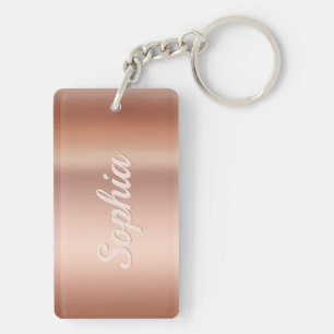 Personalisieren Sie Name und Nachricht, Rose Gold Schlüsselanhänger