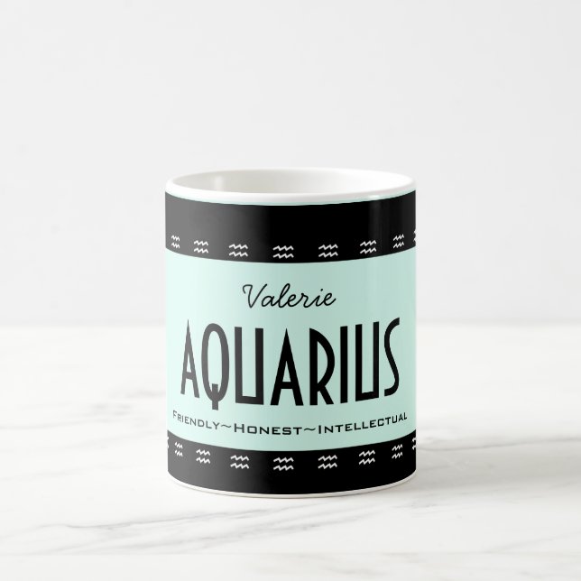 Personalisieren Sie Namensfarbe AQUARIUS Geburtsta Kaffeetasse (Mittel)
